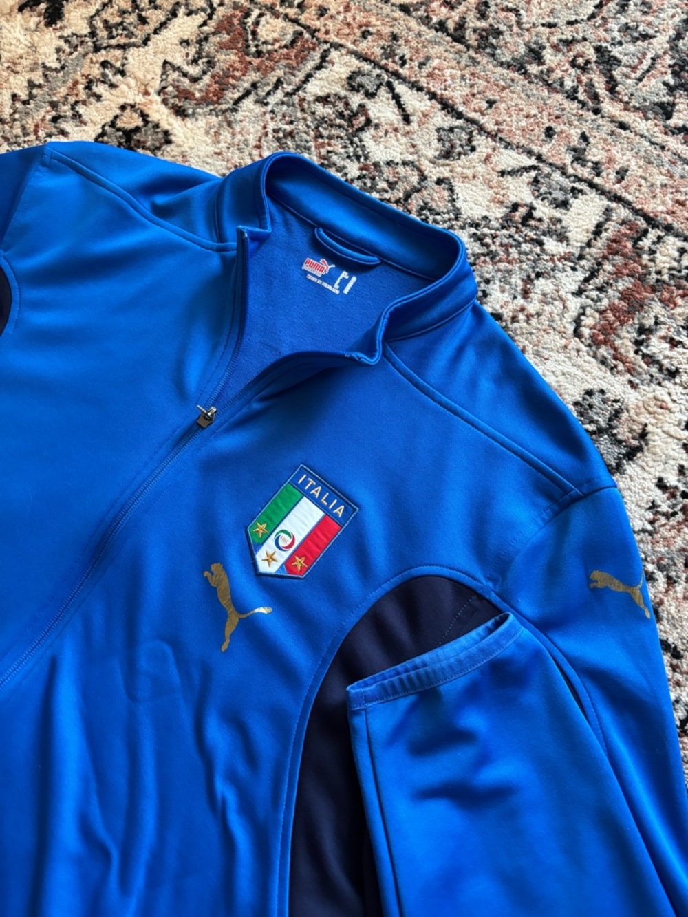 Italy Football Jacket Men XL PUMA World Cup Soccer Blue National Italia Zip